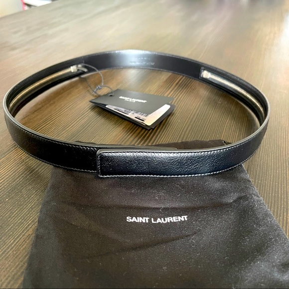 Yves Saint Laurent YSL Black Calfskin Leather Belt - Picture 1 of 12